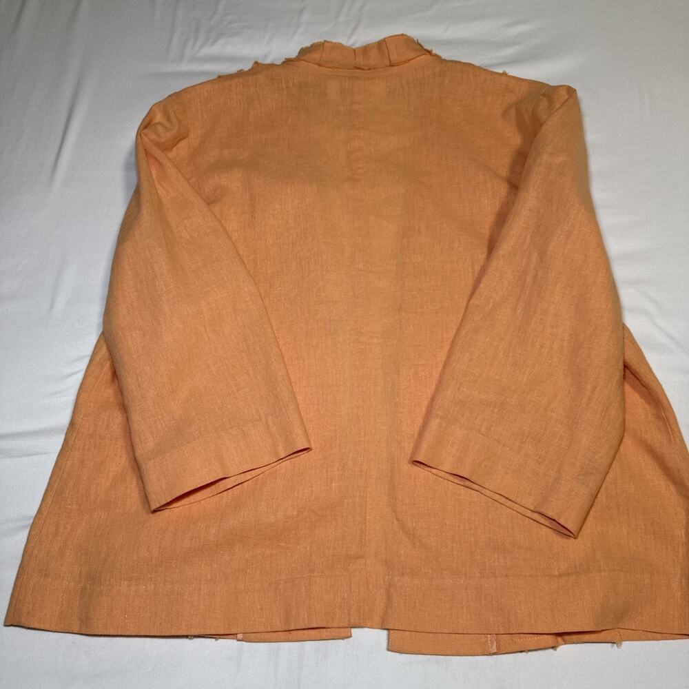 Chicos 2 Blazer Open Front Jacket Linen Blend Womens Orange 3/4 Sleeve Artsy EUC - Picture 11 of 12
